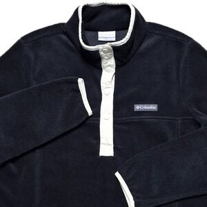 Columbia Three Lakes Half Snap Fleece Lightweight Jacket Womens Medium Black